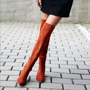 Free people boots, brown suede, studded, size 38